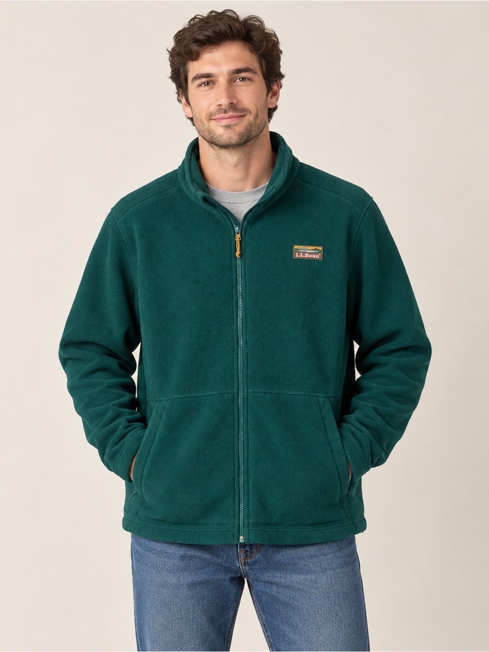 L.L. Bean Men’s Deep Green Full-Zip Fleece Jacket size XL